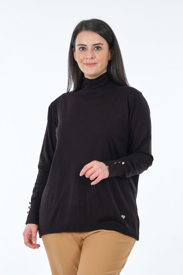 Vedi-bb Minimalist Boğazlı Uzun Kol Kadın Kazak - Günlük & Rahat