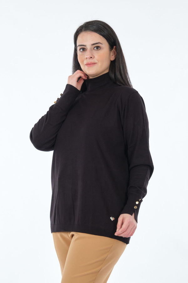 Vedi-bb Minimalist Boğazlı Uzun Kol Kadın Kazak - Günlük & Rahat