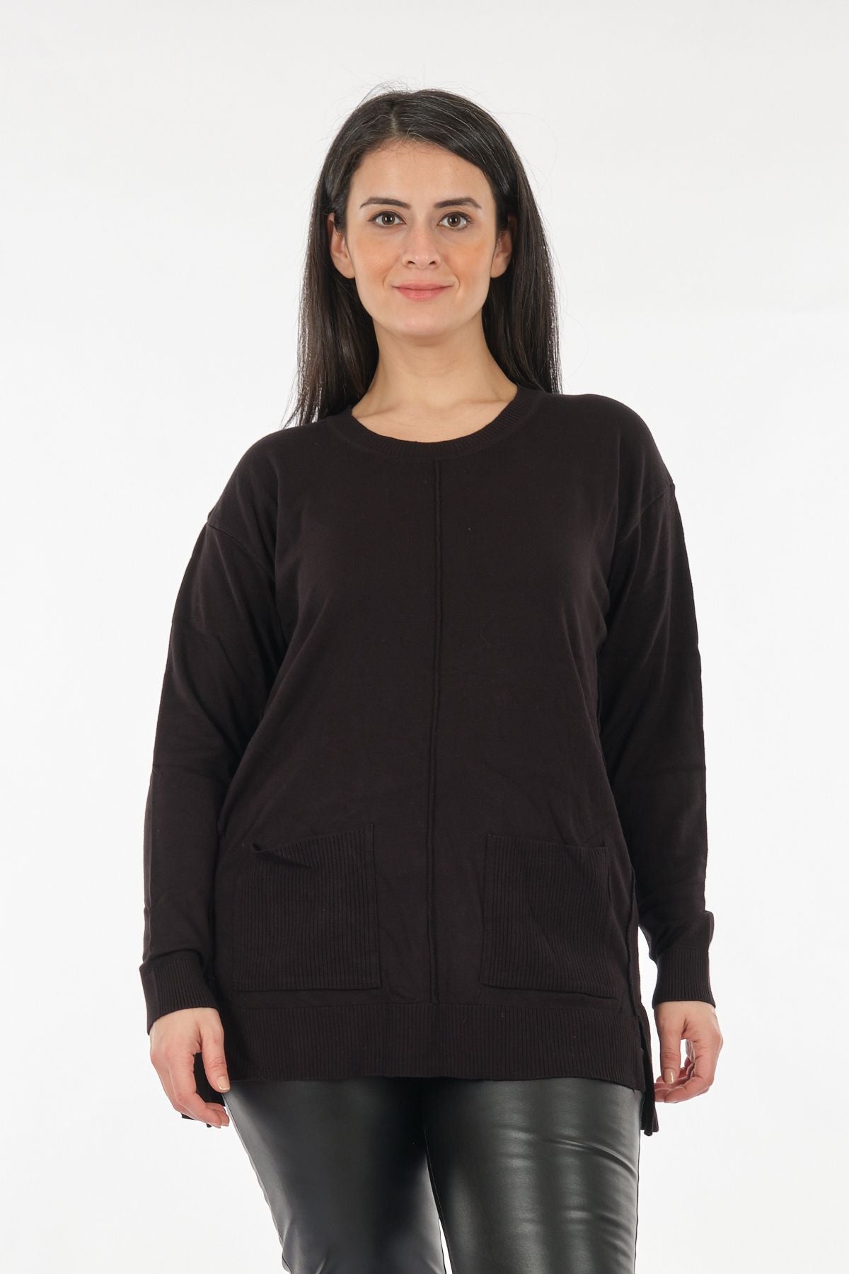 Vedi-bb Oversize Uzun Kol Midi Triko - Günlük Rahat Translation missing: tr.content.product_image_secondary