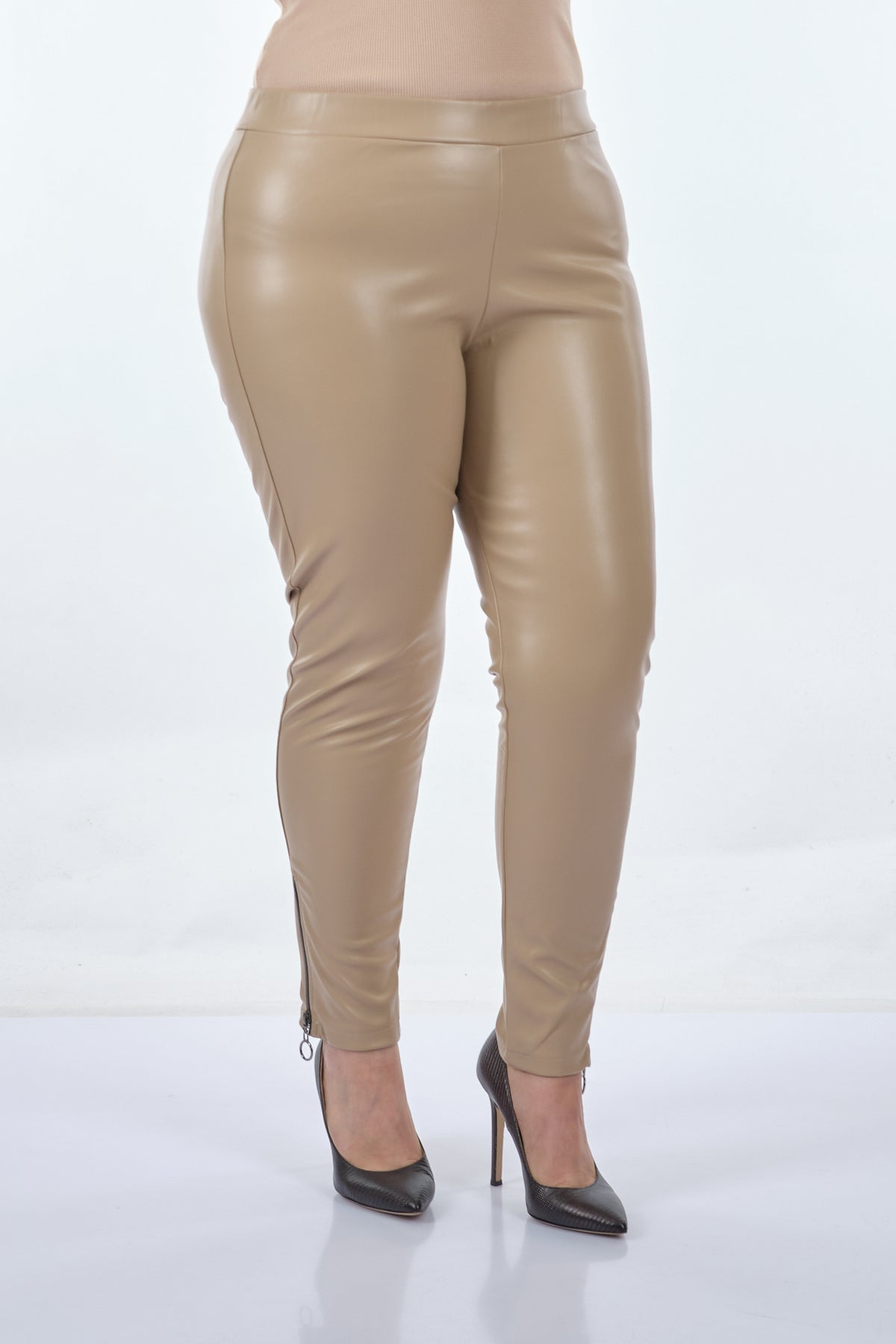 Vedi-bb Minimalist Fermuarlı Günlük Kadın Tayt - Slim Fit