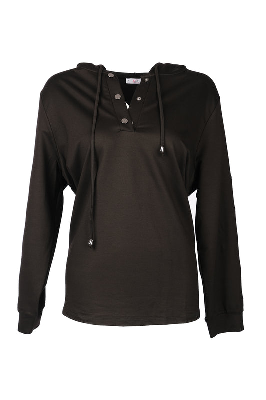 Vedi-bb Oversize Kapüşonlu Uzun Kol Kadın Sweatshirt - Günlük Rahat Şık