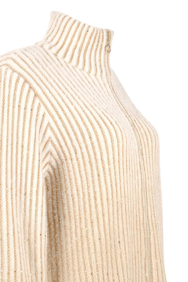 Vedi-bb Oversize Yüksek Yakalı Balon Kol Kadın Ceket - Minimalist Tarz
