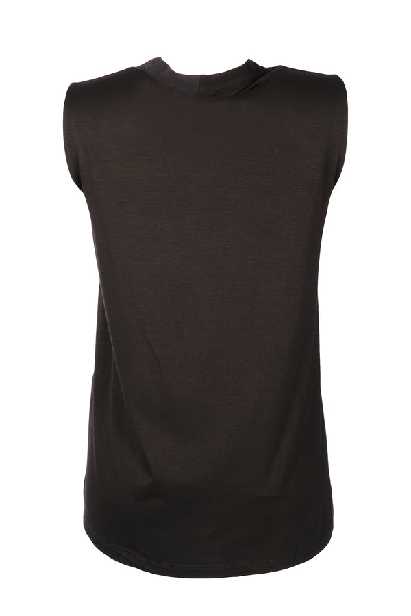 Vedi Asimetrik V Yaka Kolsuz Midi Bluz - Minimalist Stil