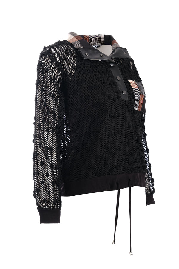 Vedi Oversize Uzun Kol Minimalist File Detaylı Kadın Bluz