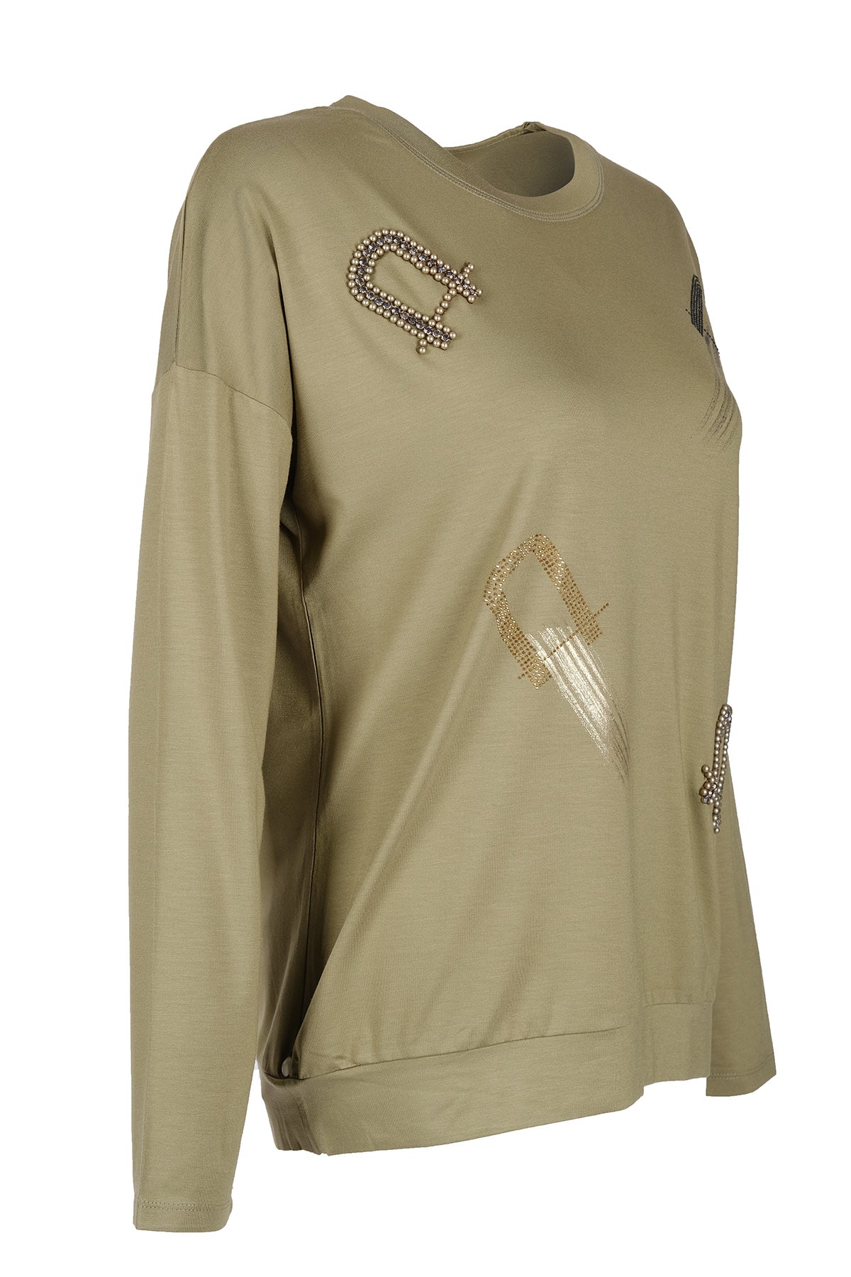 Vedi Oversize Uzun Kol Minimalist Kadın Bluz - VD4102
