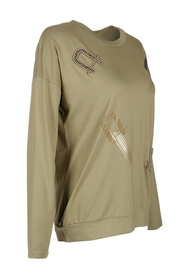 Vedi Oversize Uzun Kol Minimalist Kadın Bluz - VD4102