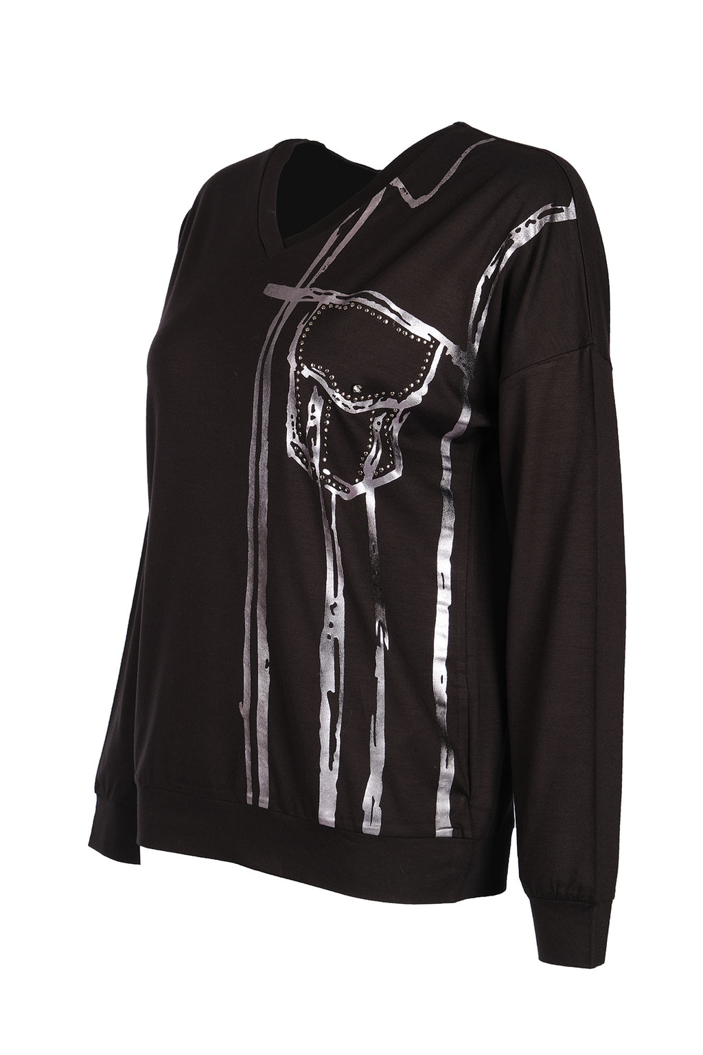 Vedi Minimalist Oversize V Yaka Uzun Kol Kadın Bluz VD4104