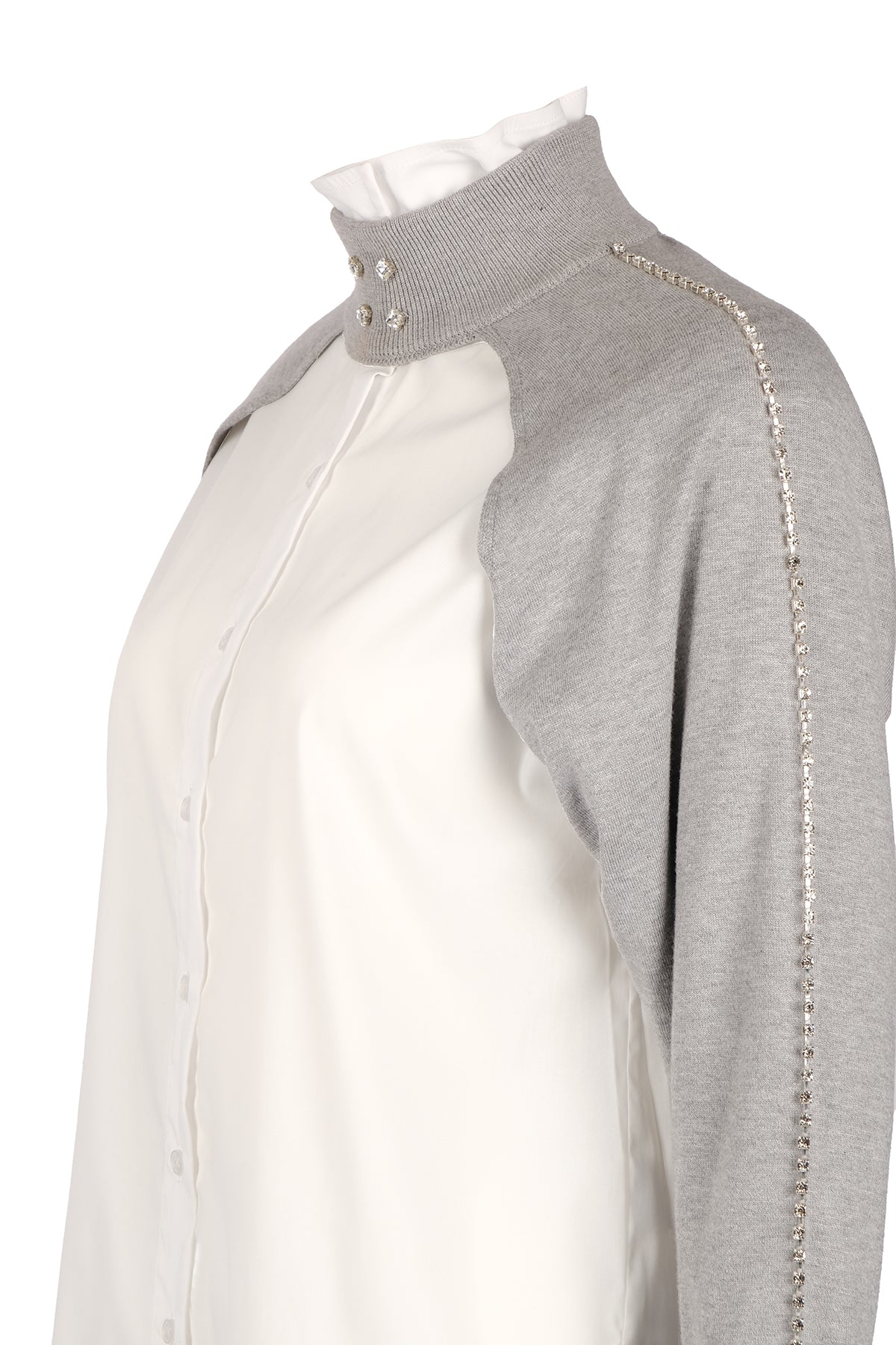 Vedi Oversize Boğazlı Uzun Kol Minimalist Kadın Bolero - VD4030