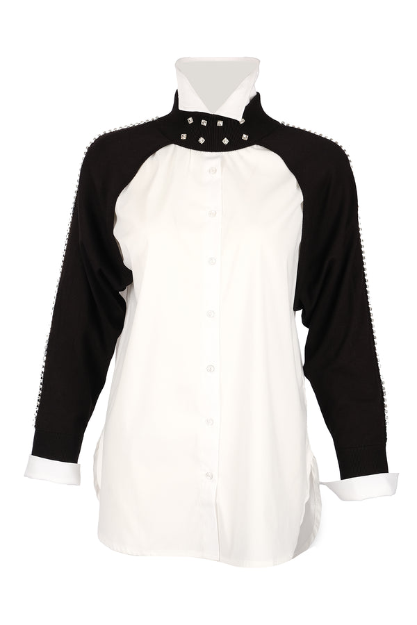Vedi Oversize Boğazlı Uzun Kol Minimalist Kadın Bolero - VD4030