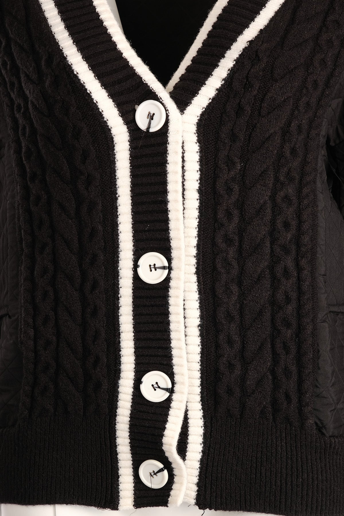 Vedi Oversize V Yaka Kabartmalı Kadın Hırka - Günlük & Şık