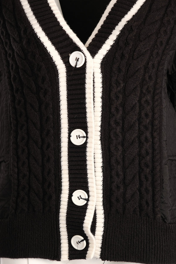 Vedi Oversize V Yaka Kabartmalı Kadın Hırka - Günlük & Şık