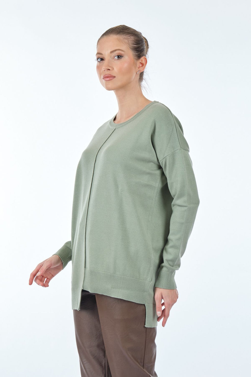 Vedi Oversize Minimalist Asimetrik Kadın Kazak - Uzun Kol