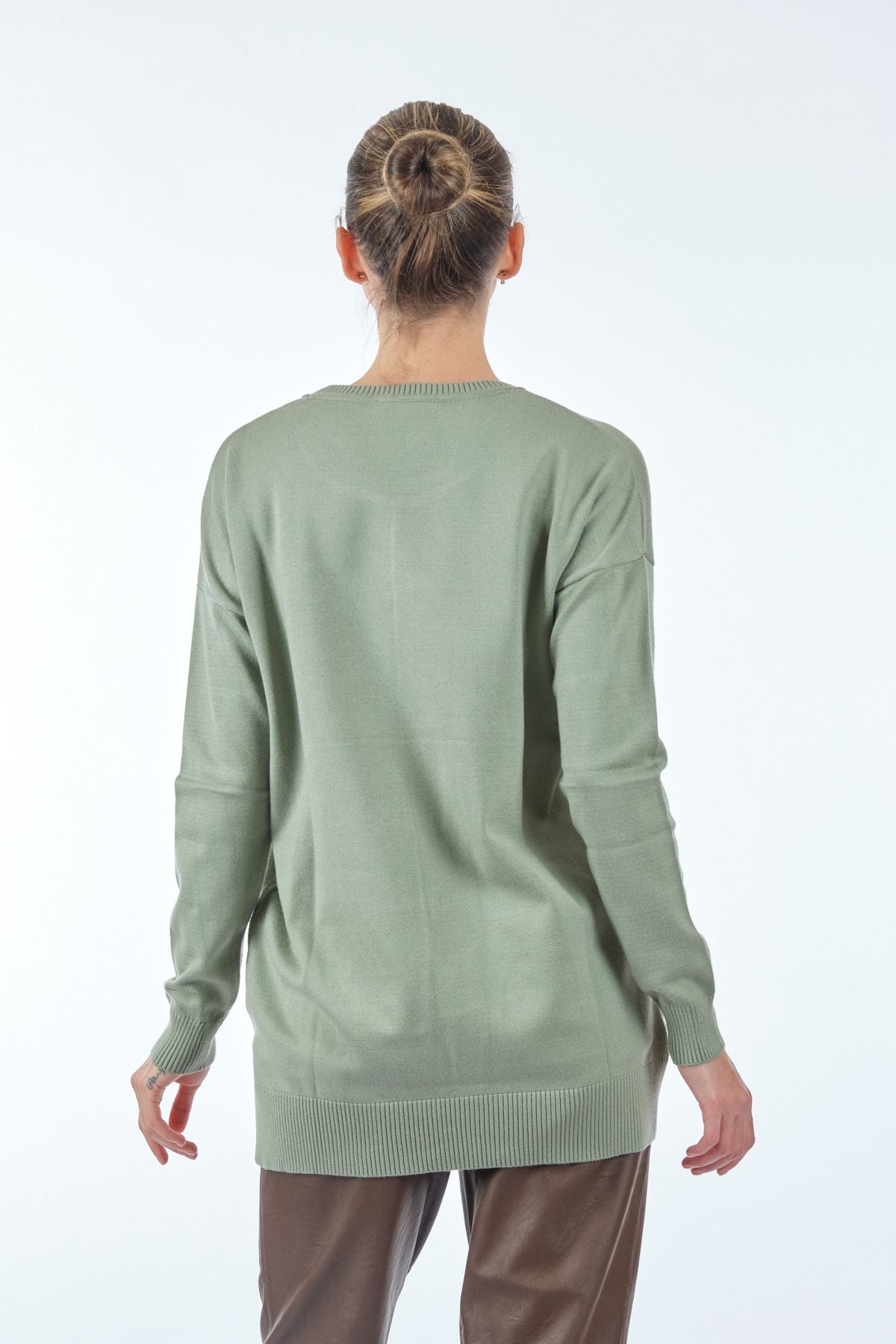 Vedi Oversize Minimalist Asimetrik Kadın Kazak - Uzun Kol