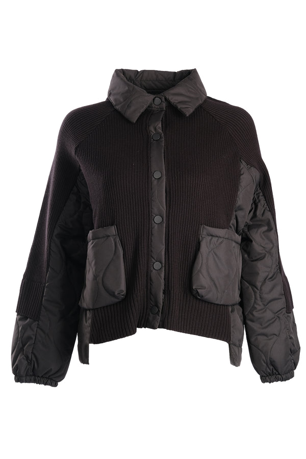 Vedi Oversize Crop Triko Kapitone Kadın Mont - Günlük Stil