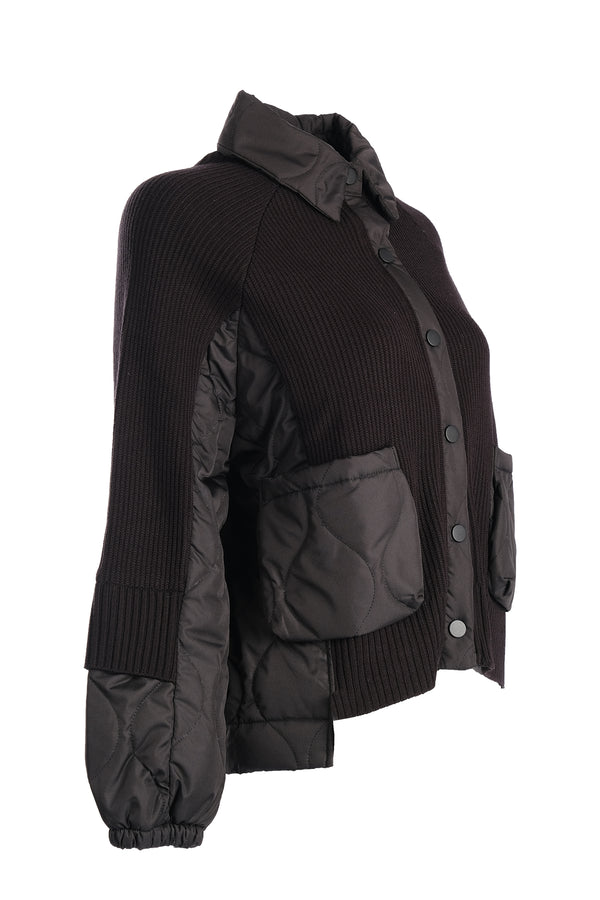 Vedi Oversize Crop Triko Kapitone Kadın Mont - Günlük Stil