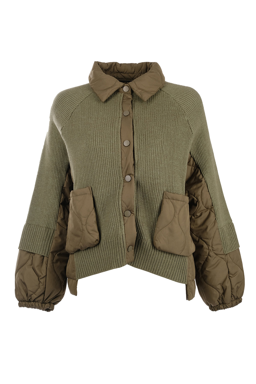 Vedi Oversize Crop Triko Kapitone Kadın Mont - Günlük Stil