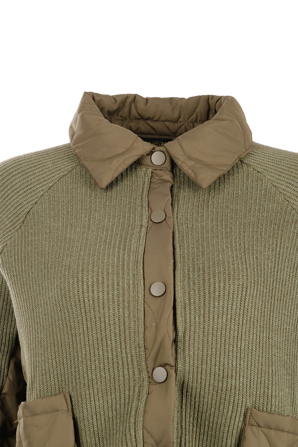 Vedi Oversize Crop Triko Kapitone Kadın Mont - Günlük Stil