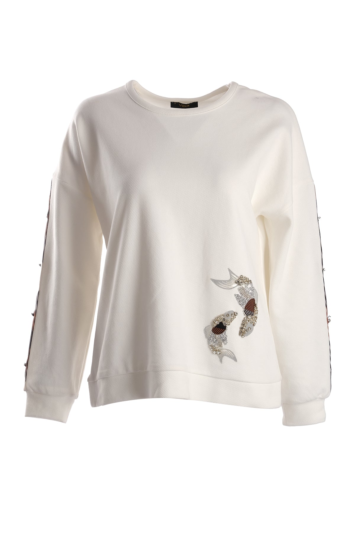 Vedi Oversize Nakışlı Kadın Sweatshirt - Minimalist Günlük Stil Translation missing: tr.content.product_image_main