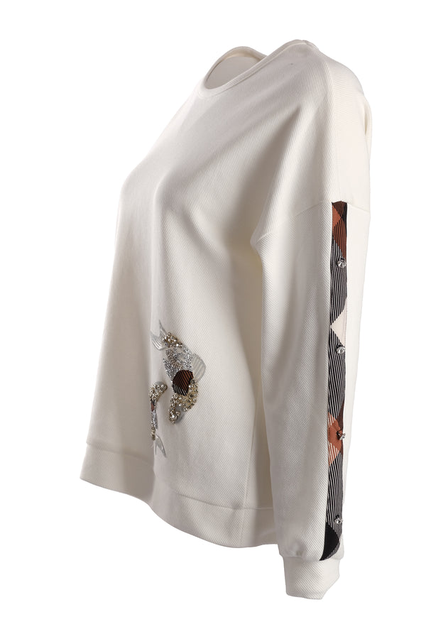 Vedi Oversize Nakışlı Kadın Sweatshirt - Minimalist Günlük Stil