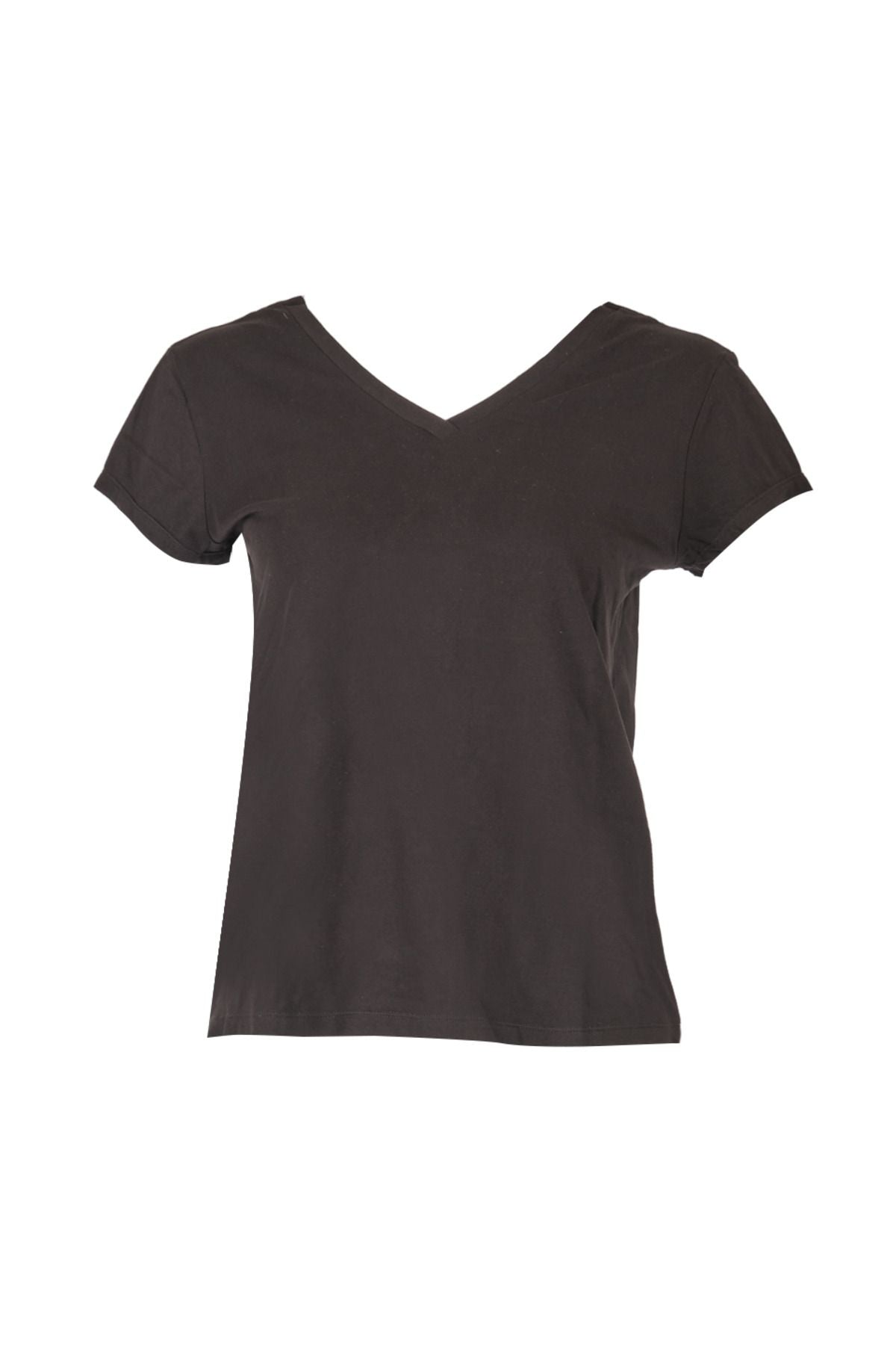 Vedi Minimalist V Yaka Kısa Kol Kadın T-Shirt - Günlük Kombinler İçin! Translation missing: tr.content.product_image_secondary
