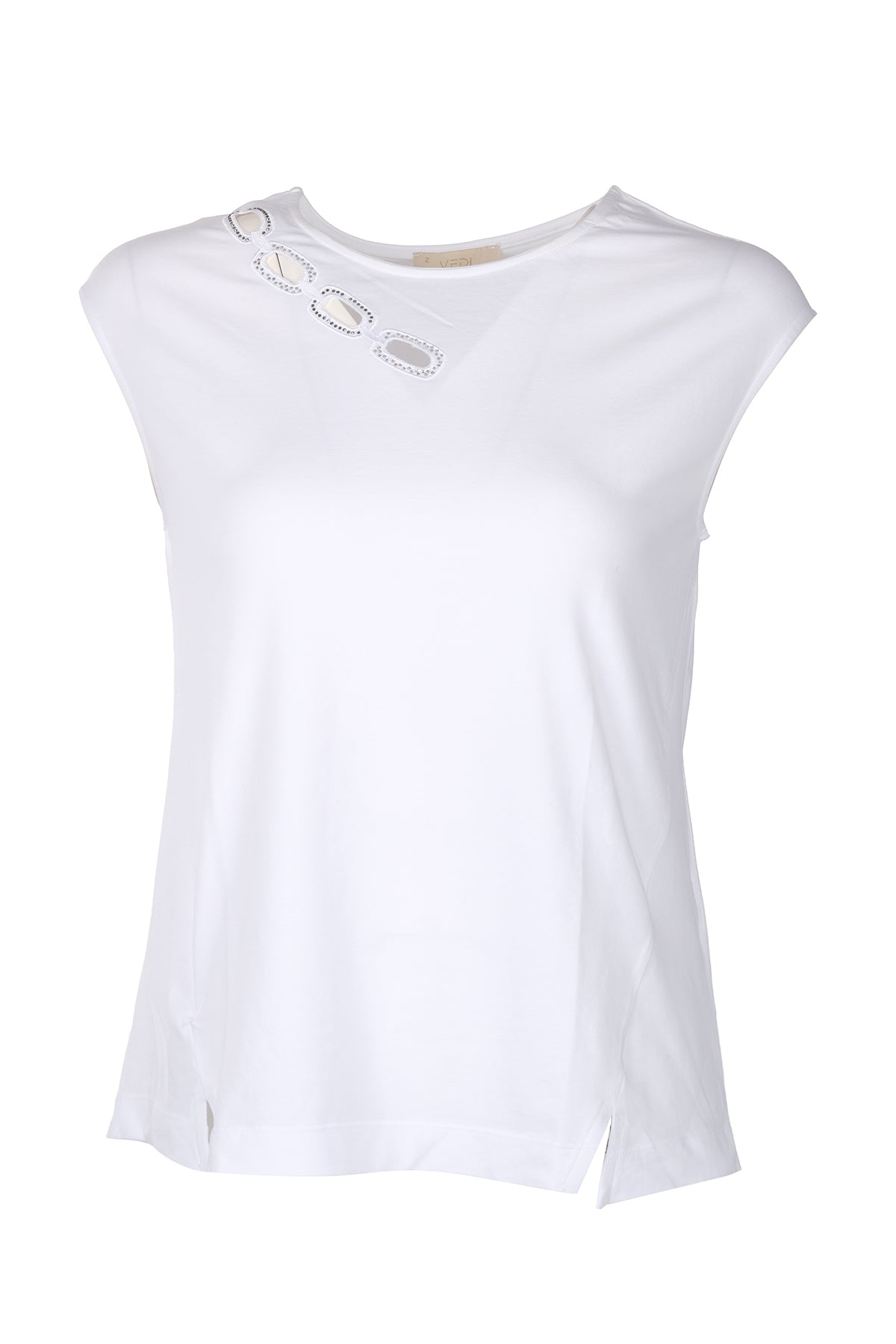 Vedi Minimalist Oversize Kadın Tişört - Taş Detaylı Kısa Kol Translation missing: tr.content.product_image_main
