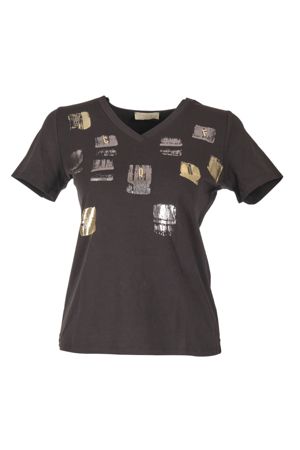 Vedi Minimalist V Yaka Kısa Kol Kadın T-Shirt - Günlük Stil