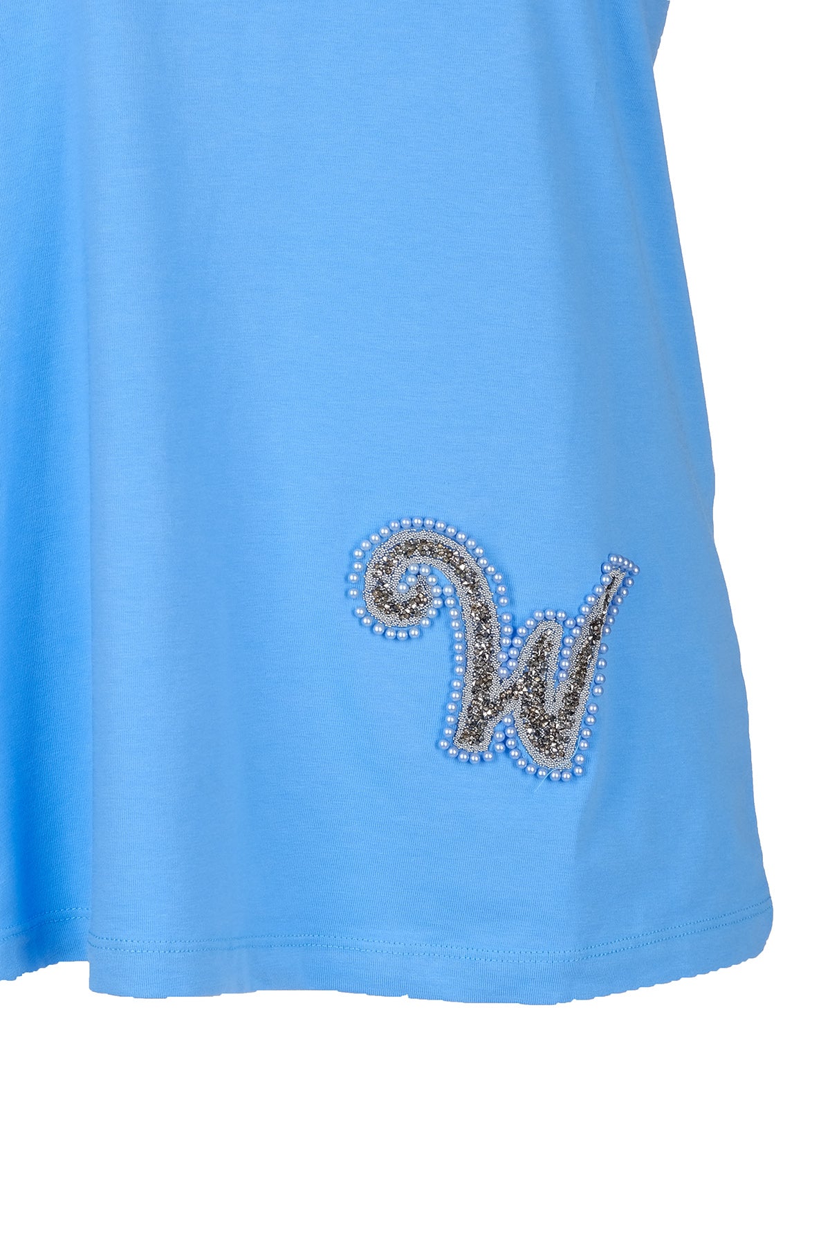 Vedi Oversize V Yaka İnci Detaylı Kadın T-Shirt - Kısa Kol Translation missing: tr.content.product_image_secondary