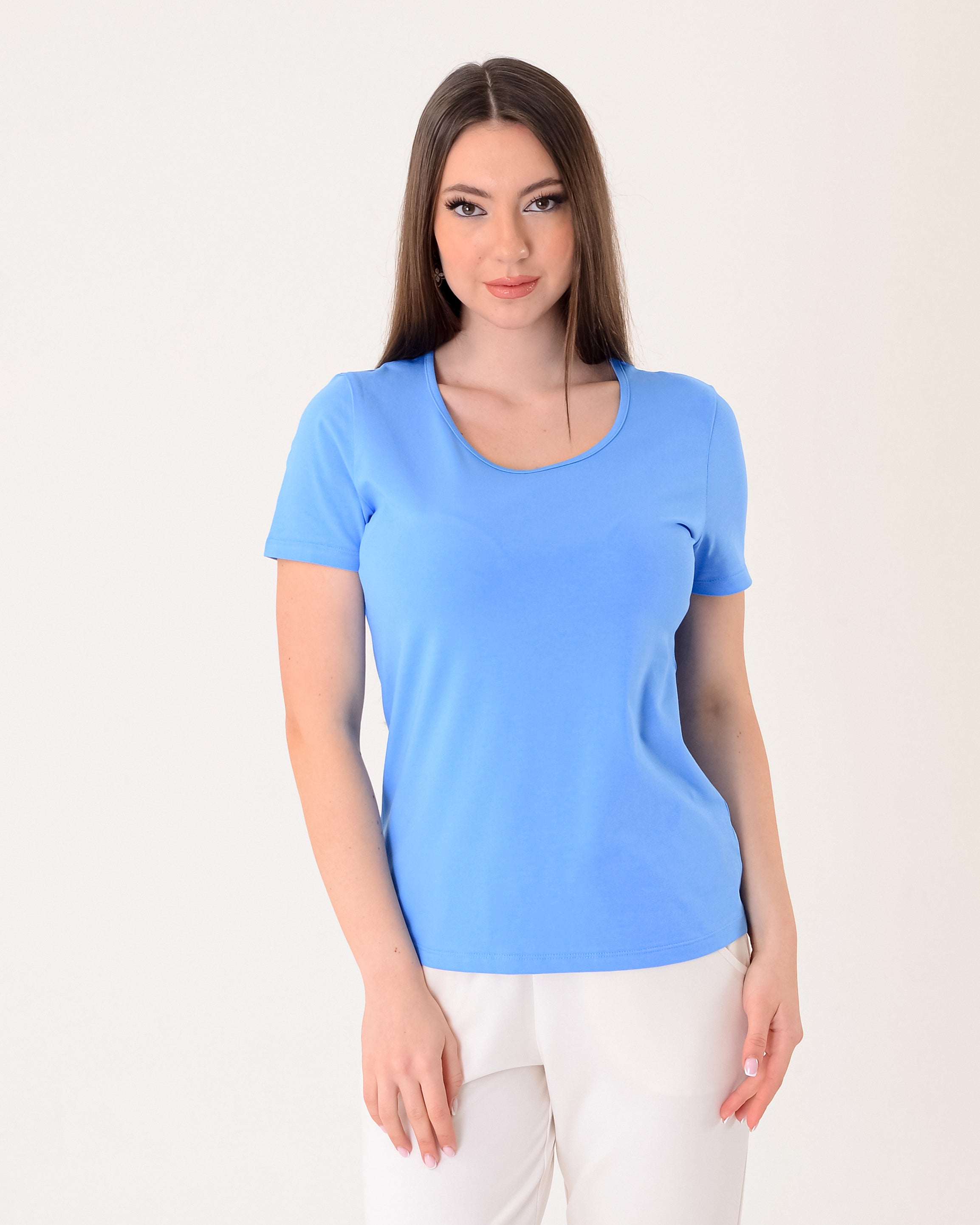 Vedi Kadın Kısa Kol Yuvarlak Yaka Minimalist T-Shirt - Günlük Kullanım
