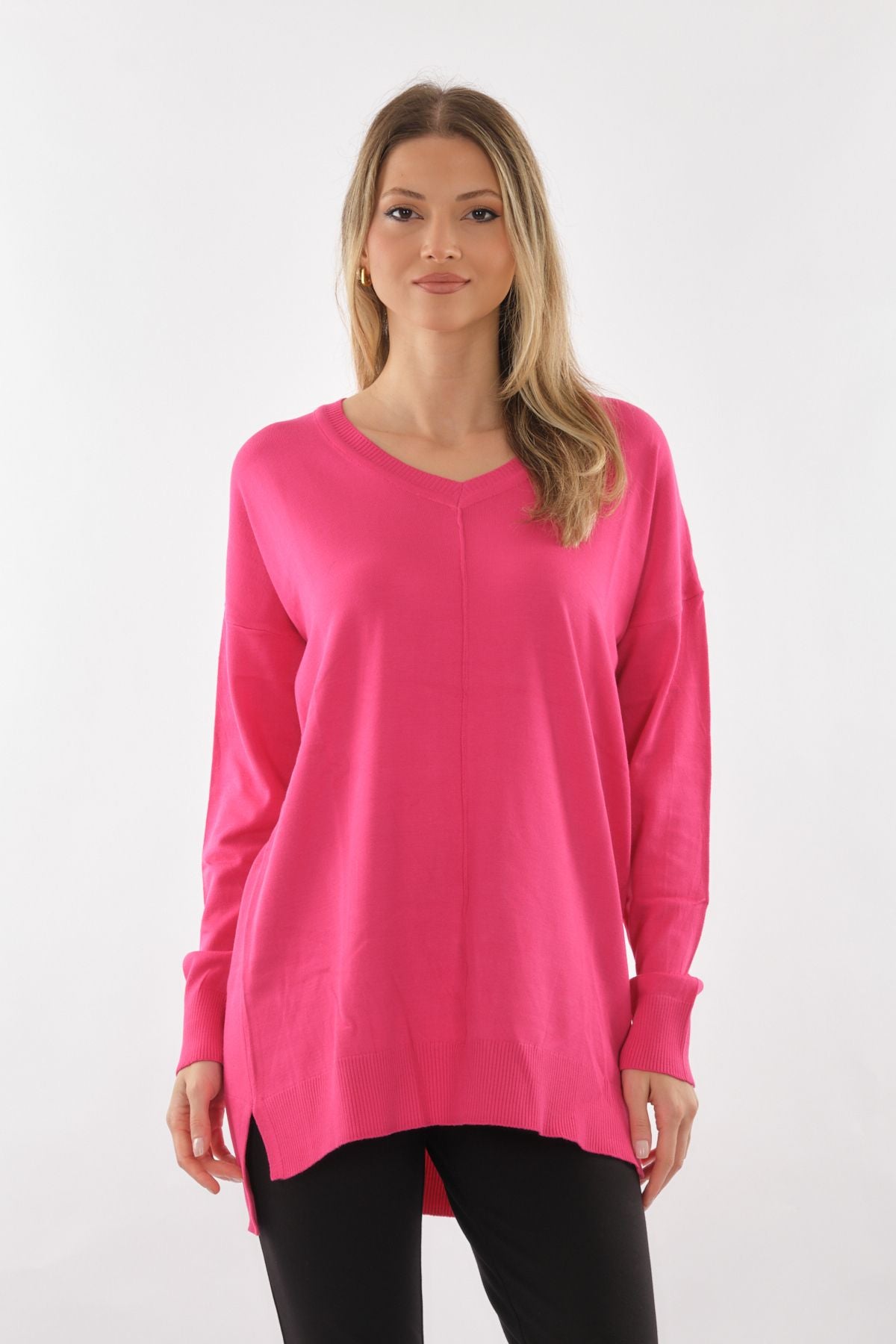 Vedi Oversize V Yaka Uzun Kol Midi Tunik - Günlük Şıklık Translation missing: tr.content.product_image_main