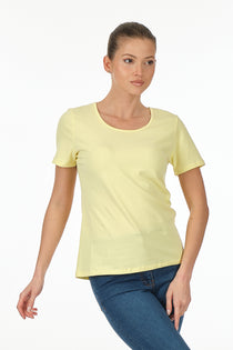 Vedi Minimalist Kadın T-Shirt - Kısa Kol Yuvarlak Yaka - Günlük