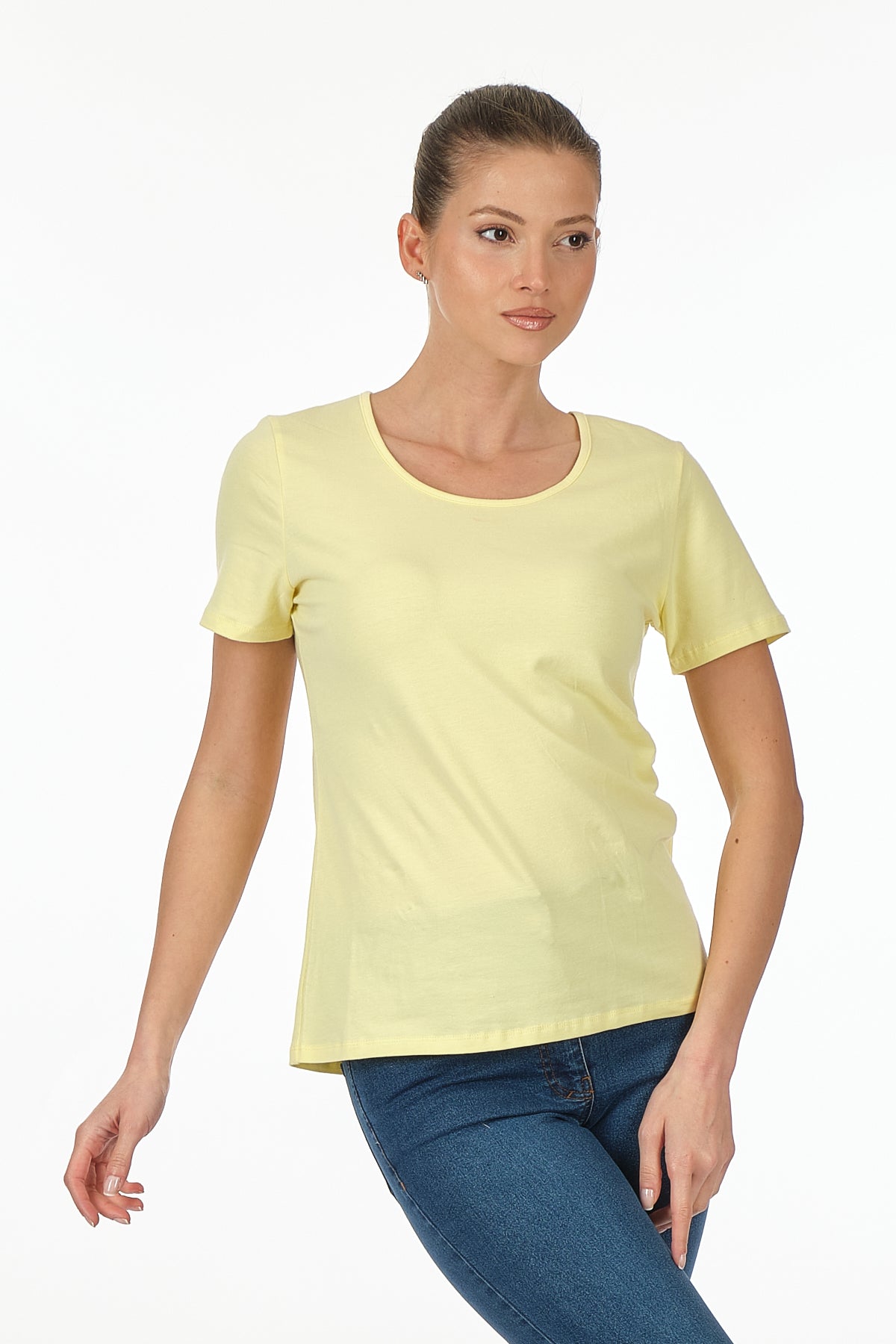 Vedi Minimalist Kadın T-Shirt - Kısa Kol Yuvarlak Yaka - Günlük