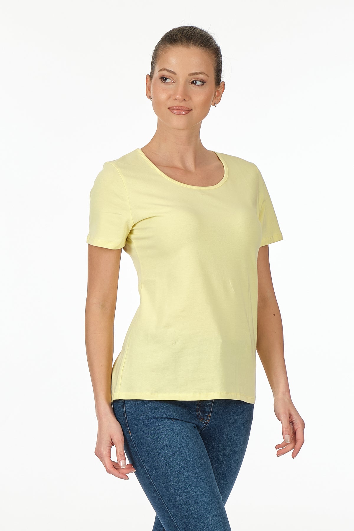 Vedi Minimalist Kadın T-Shirt - Kısa Kol Yuvarlak Yaka - Günlük