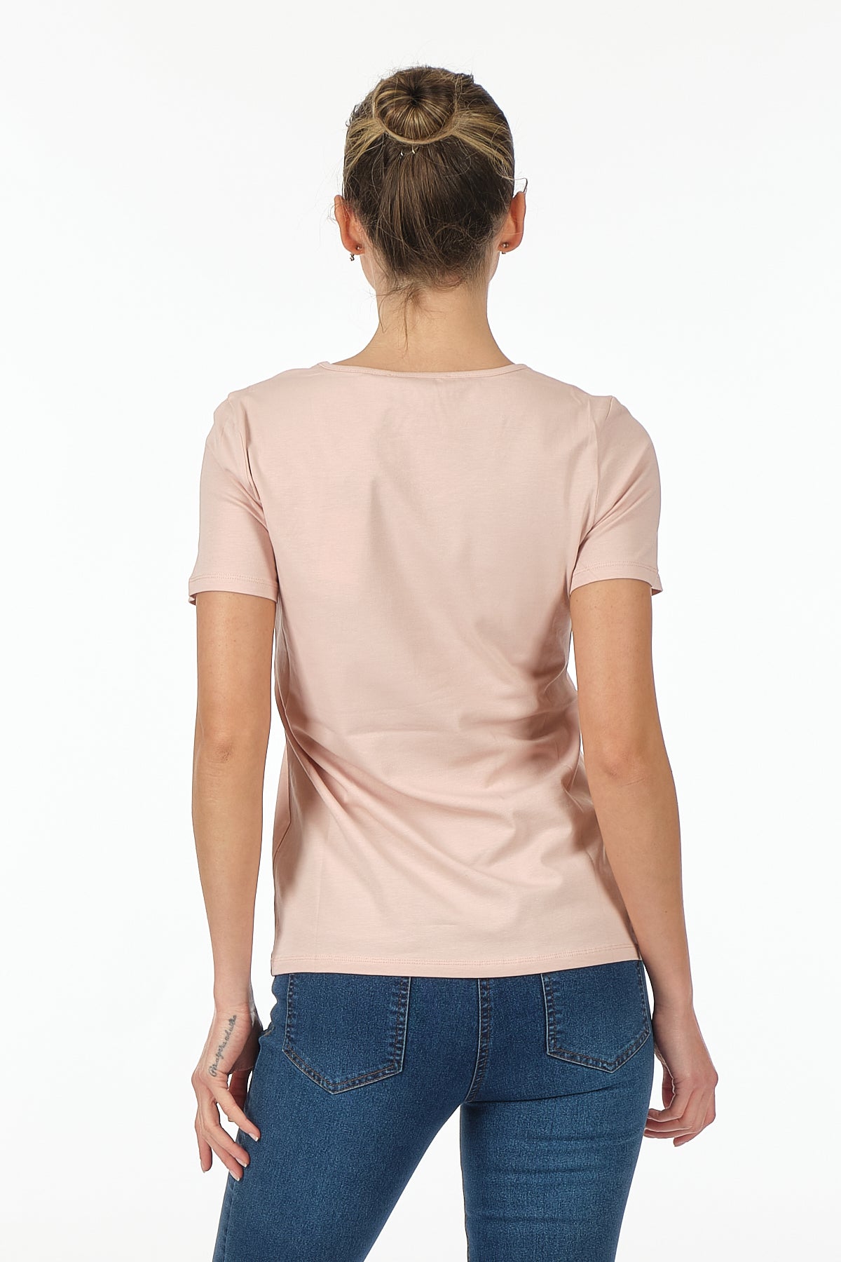 Vedi Minimalist Kadın T-Shirt - Kısa Kol Yuvarlak Yaka - Günlük