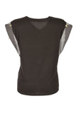 Vedi Minimalist V Yaka Kadın T-Shirt - Balık Desenli - Kısa Kol