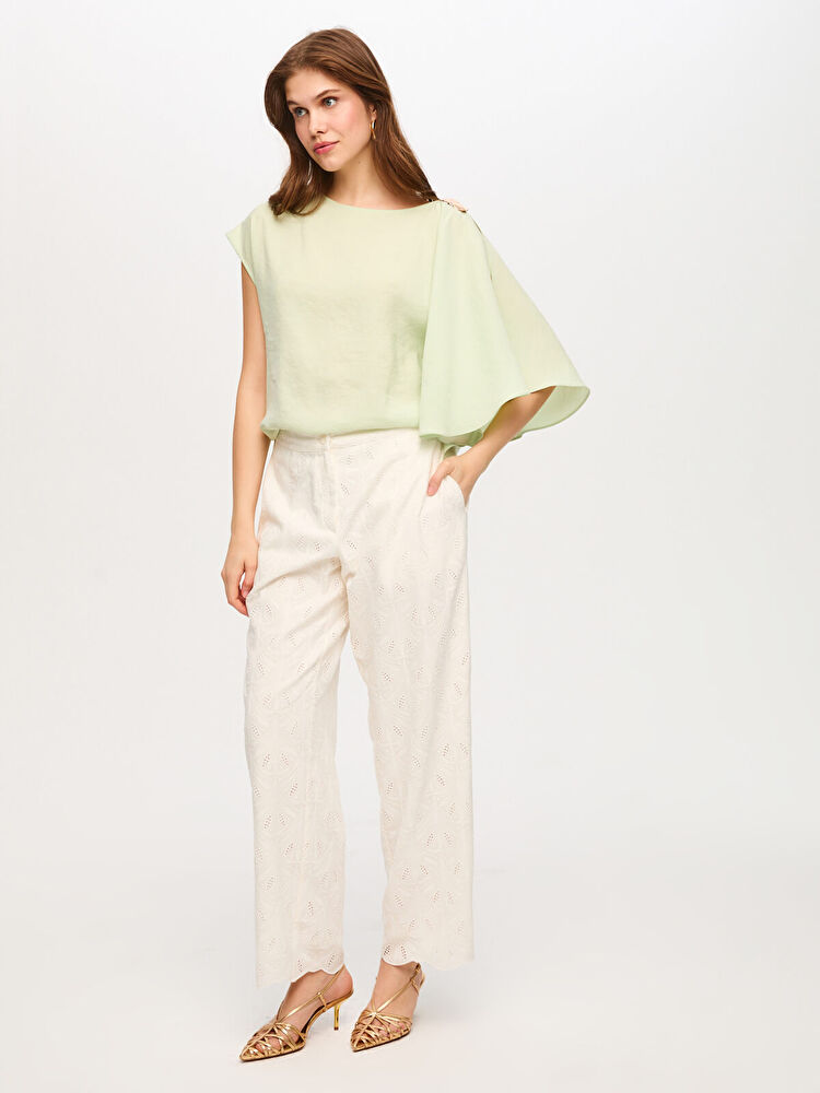 Wide Leg Fit Brode Nakış Detaylı Pantolon Faik Sönmez İkincil görsel