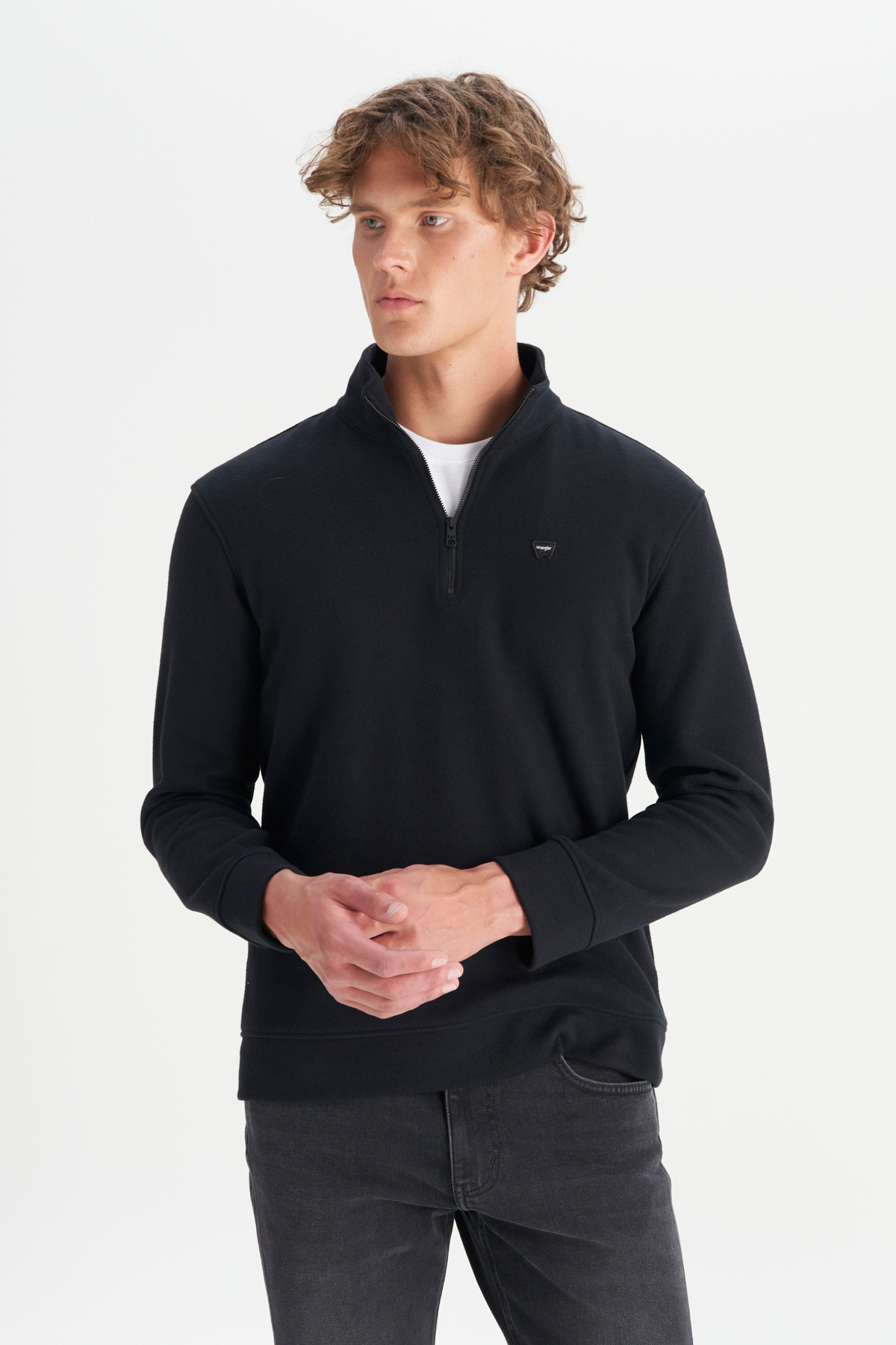 Wrangler Erkek Regular Fit Dik Yaka Fermuarlı Selanik Örgü Sweatshirt Translation missing: tr.content.product_image_main