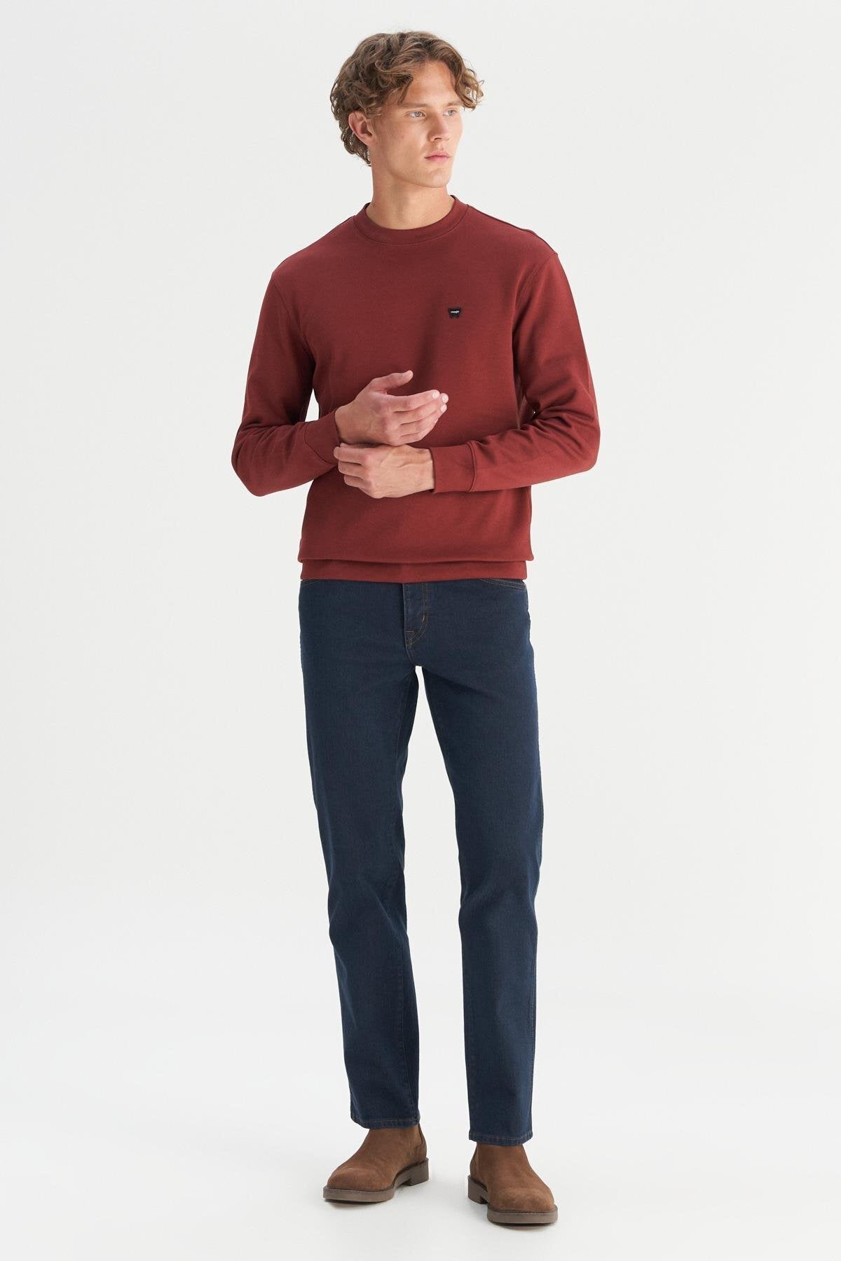 Wrangler Erkek Regular Fit Normal Kesim Bisiklet Yaka Logo Detaylı Sweatshirt