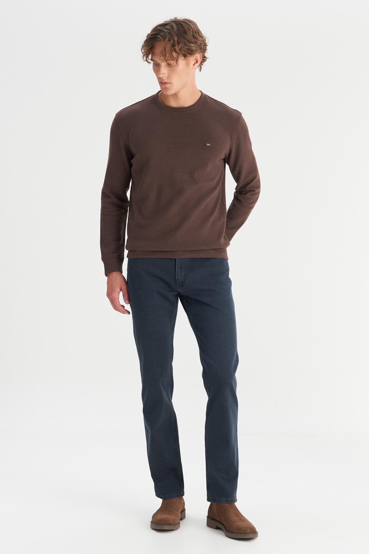 Wrangler Erkek Regular Fit Normal Kesim Bisiklet Yaka Selanik Örgü Sweatshirt