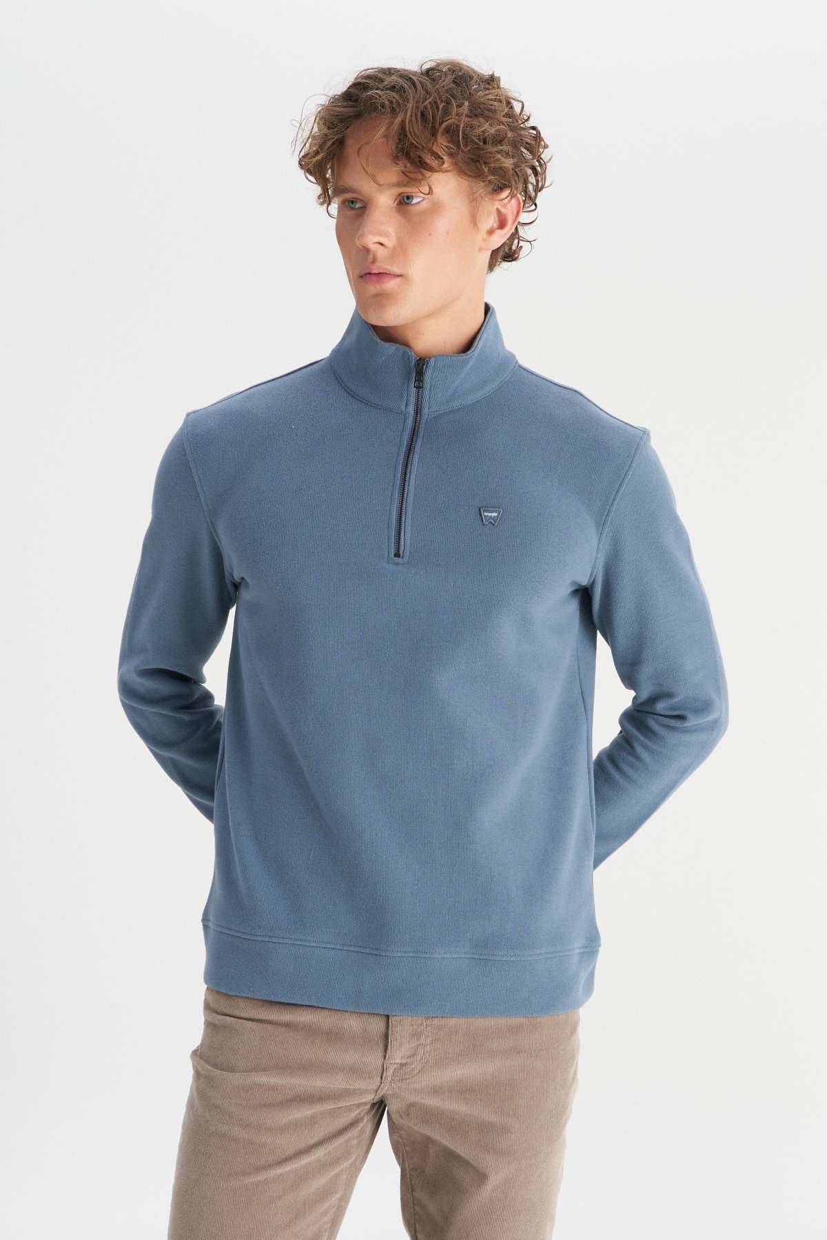 Wrangler Erkek Regular Fit Dik Yaka Fermuarlı Selanik Örgü Sweatshirt Translation missing: tr.content.product_image_main