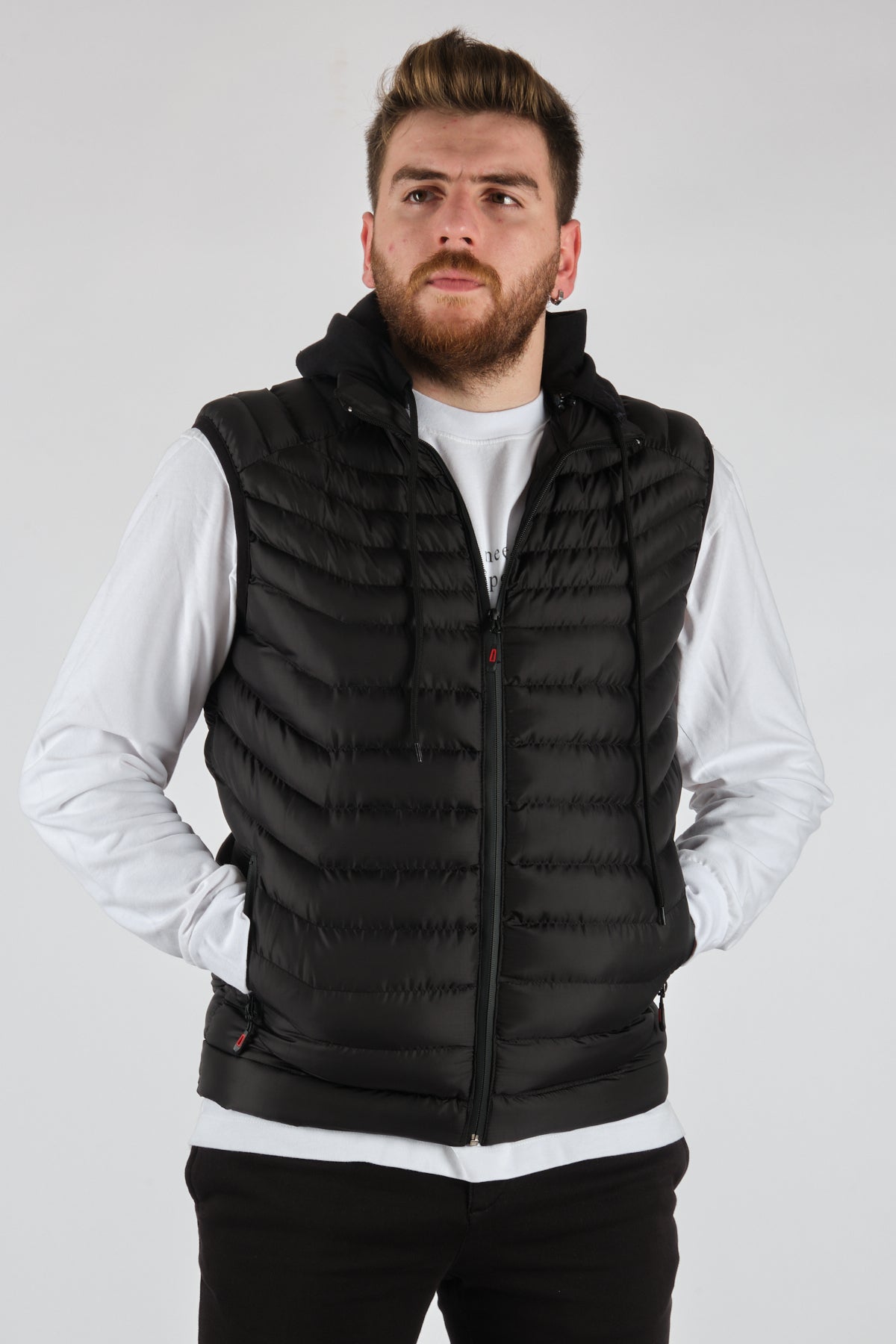 Rugu Erkek Kapüşonlu Oversize Şişme Yelek - Minimalist Tasarım Translation missing: tr.content.product_image_secondary