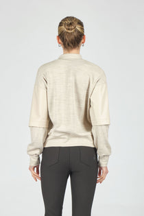 Ysatis Minimalist Leopar Desenli Oversize Uzun Kol Crop Kadın Bluz