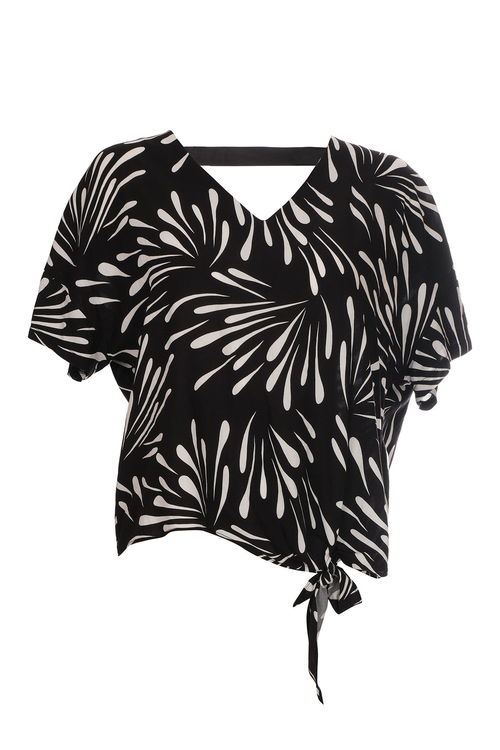 Ysatis Oversize V Yaka Kısa Kol Crop Bluz - Yazlık