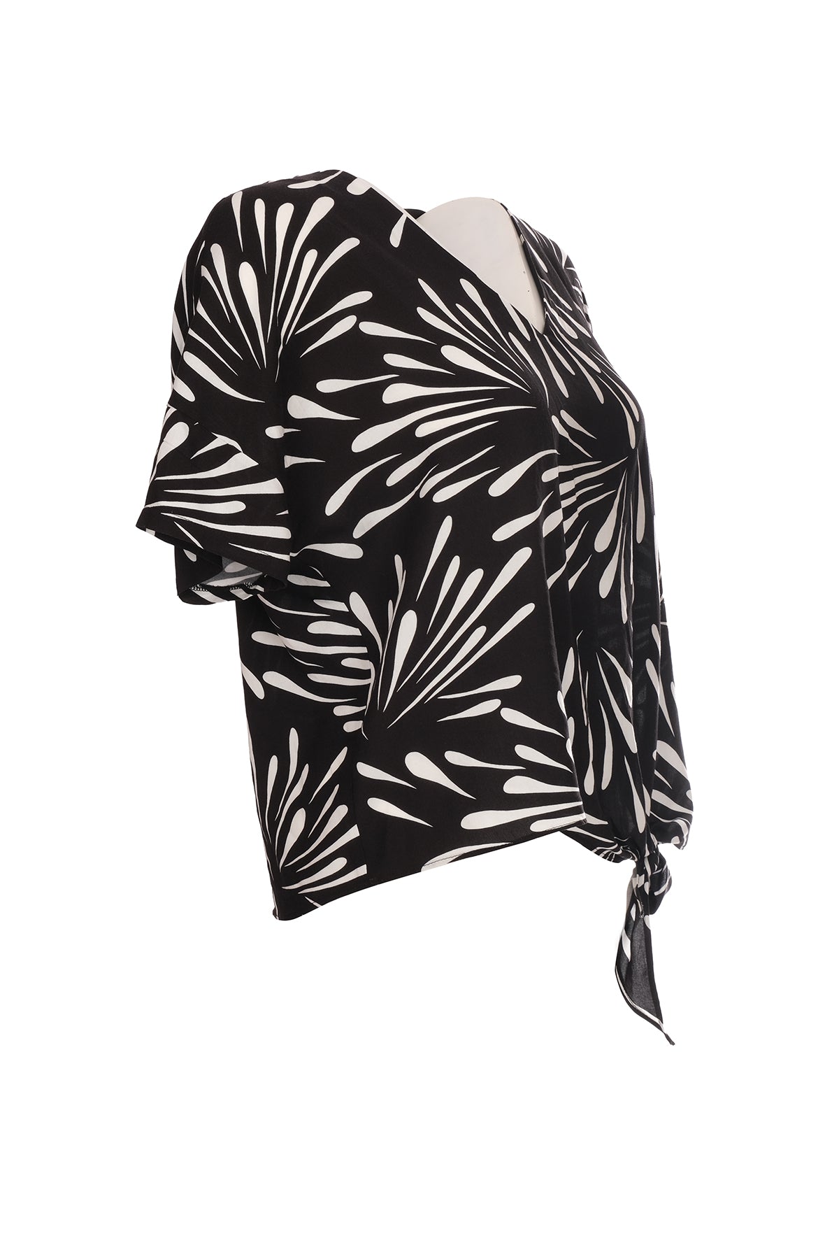 Ysatis Oversize V Yaka Kısa Kol Crop Bluz - Yazlık