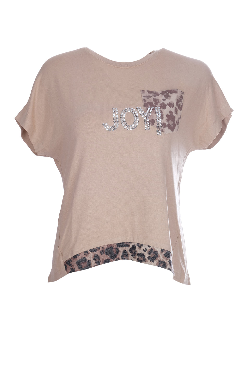 Ysatis Minimalist Oversize Kısa Kol Kadın Bluz - Leopar Detay
