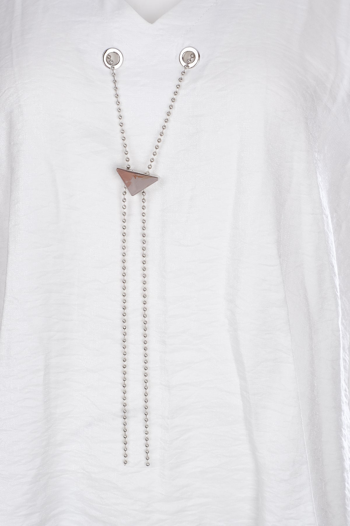 Ysatis Minimalist V Yaka Oversize Kadın Bluz - Kısa Kol Translation missing: tr.content.product_image_secondary