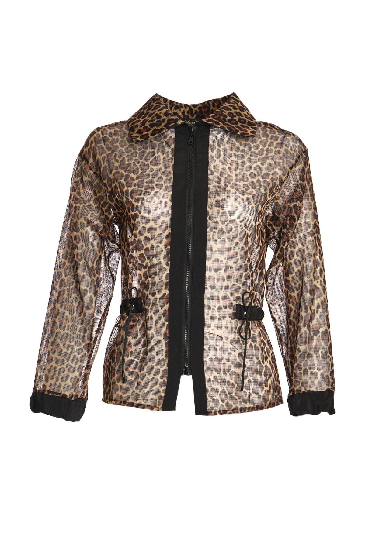 Ysatis Leopar Desenli Şeffaf Midi Ceket - Uzun Kol Translation missing: tr.content.product_image_main