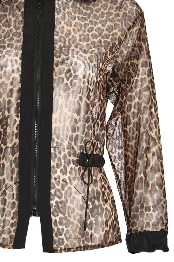 Ysatis Leopar Desenli Şeffaf Midi Ceket - Uzun Kol