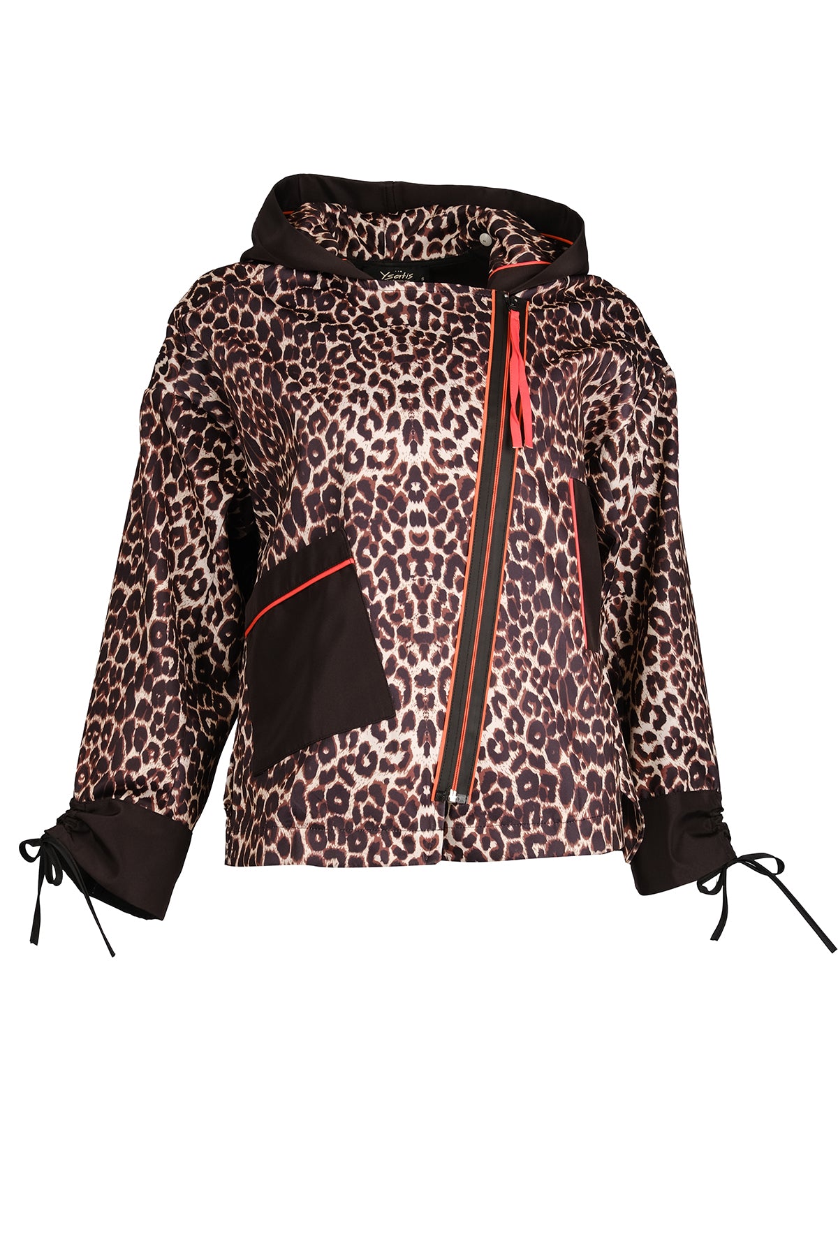 Ysatis Oversize Leopar Desenli Kapşonlu Kadın Ceket - Midi Boy Translation missing: tr.content.product_image_main