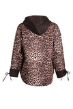 Ysatis Oversize Leopar Desenli Kapşonlu Kadın Ceket - Midi Boy