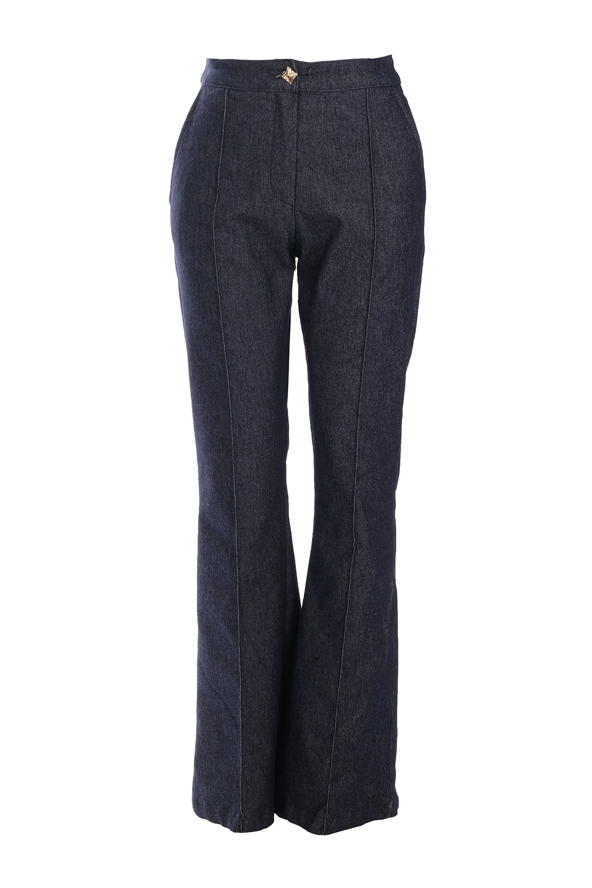Ysatis Minimalist Yüksek Bel Çizgili Kemerli Kadın Pantolon - Günlük & İş